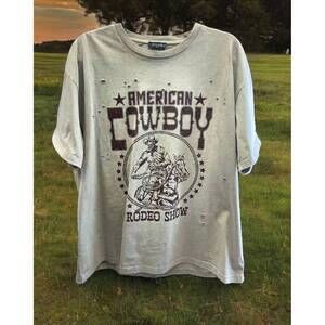 NEW ZUTTER women's american cowboy tee top in grey